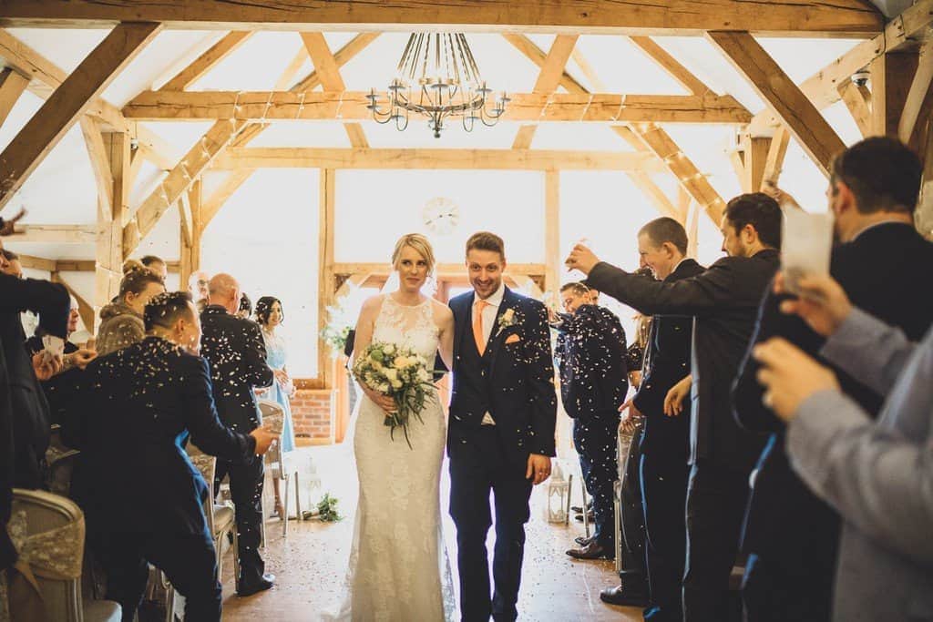 sandhole oak barn wedding photography confetti shot