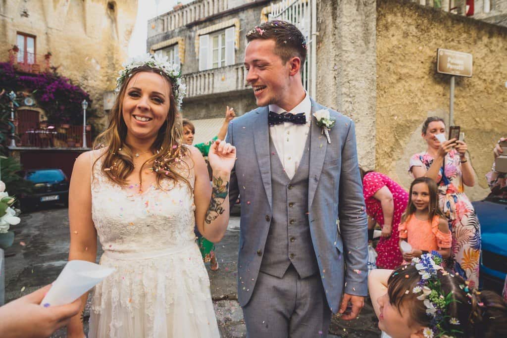 italy wedding photographer bride boho and blue suit relaxe