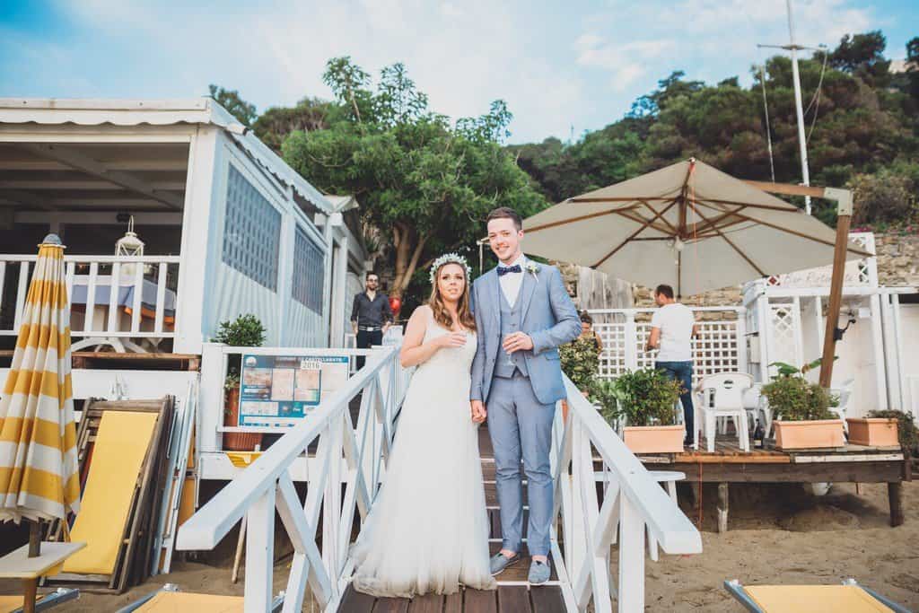 italy wedding photographer bride boho and blue suit relaxed